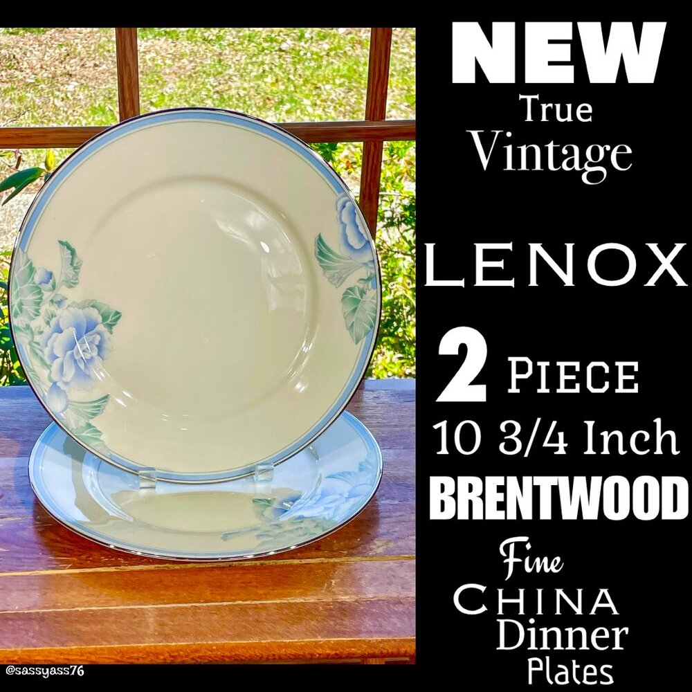 ▪️NWT▪️VTG▪️LENOX▪️2 Piece 10.75" BRENTWOOD Floral Ivory Platinum Trim China